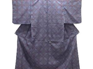 花七宝模様織り出し手織り紬着物